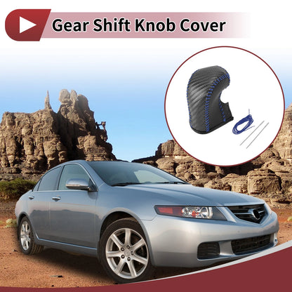 1 Set Gear Shift Knob Cover for Acura TL (2009-2014) Black Carbon Fiber Blue