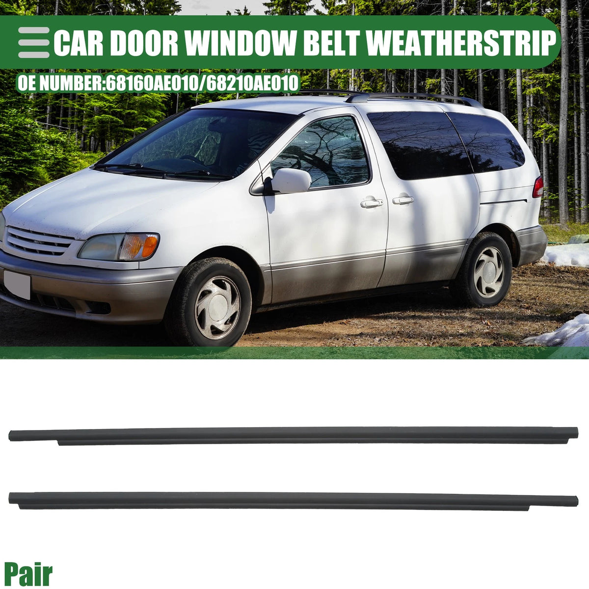 Front Left Right Door Window Belt Weatherstrip for Toyota Sienna (2004-2010)