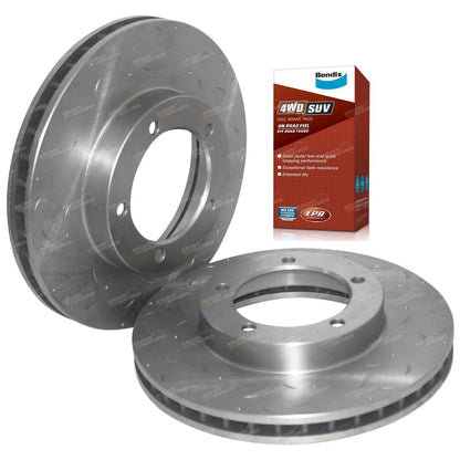 2 Front Drilled Slotted Disc Rotors Brake Pads for Toyota FZJ105 HZJ105
