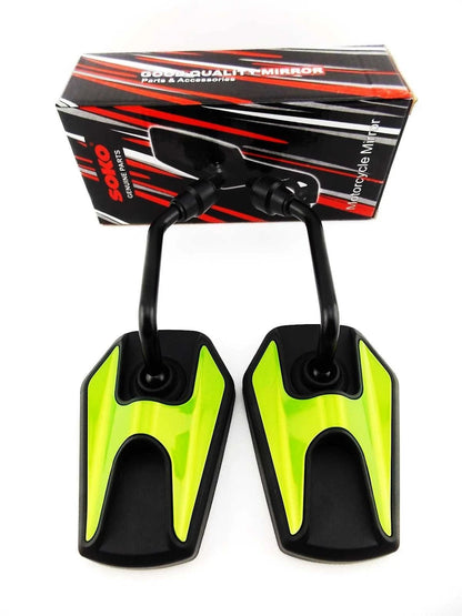 Black Green Hex Soko Mirrors for Suzuki NZ250 (1986)