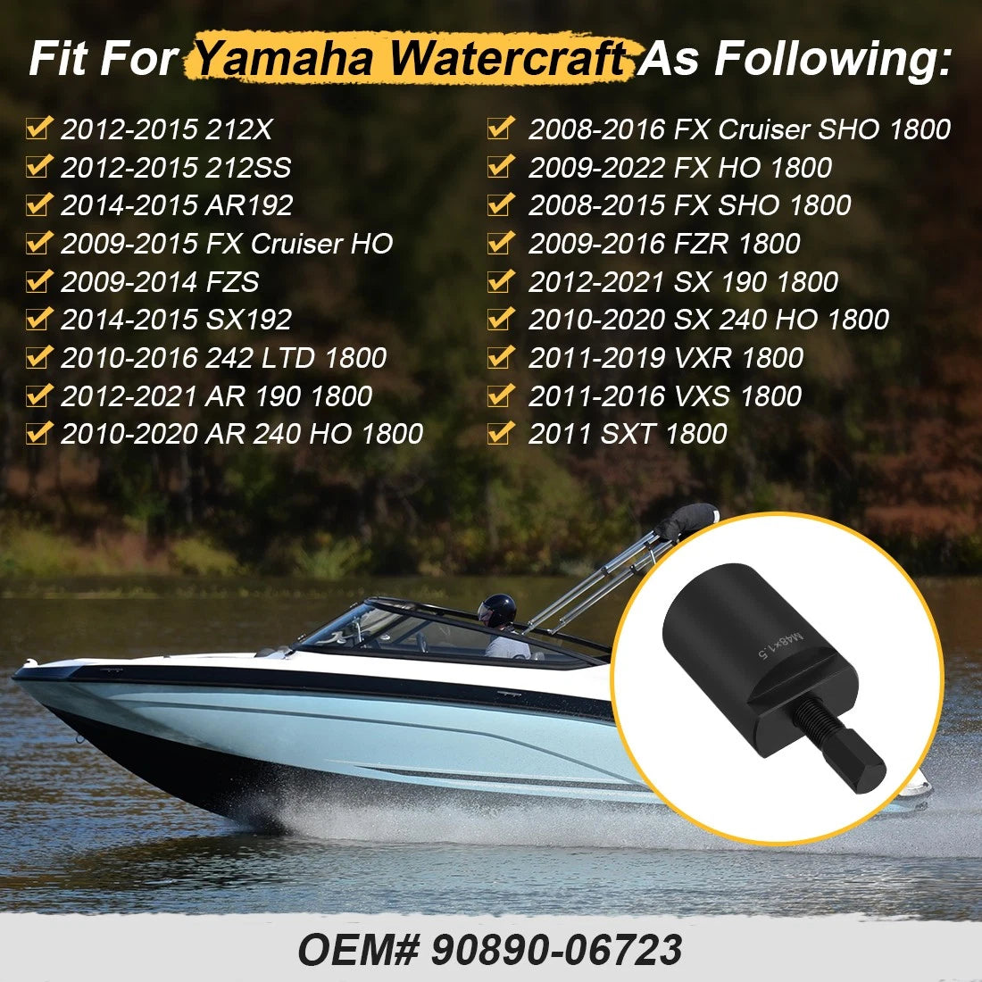 48mmx1.5mm Flywheel Puller for Yamaha WaveRunner FX HO 1800 (2009–2022)