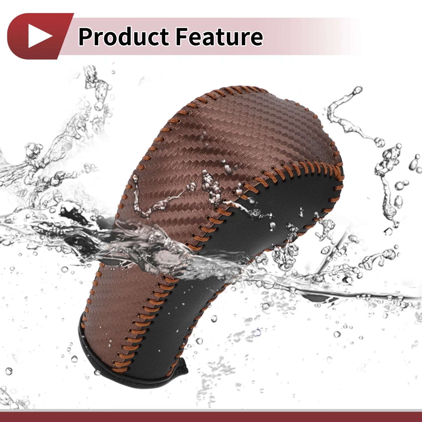 Gear Shift Knob Cover Brown Carbon Fiber Faux Leather for Chevrolet