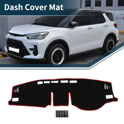 Dashboard Cover Mat for Toyota Raize A200A (2020-2023) - Black Red 1 Set