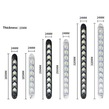 12 x LED Amber/White Switchback Flowing Strip Arrow DRL Turn Signal Light for Car