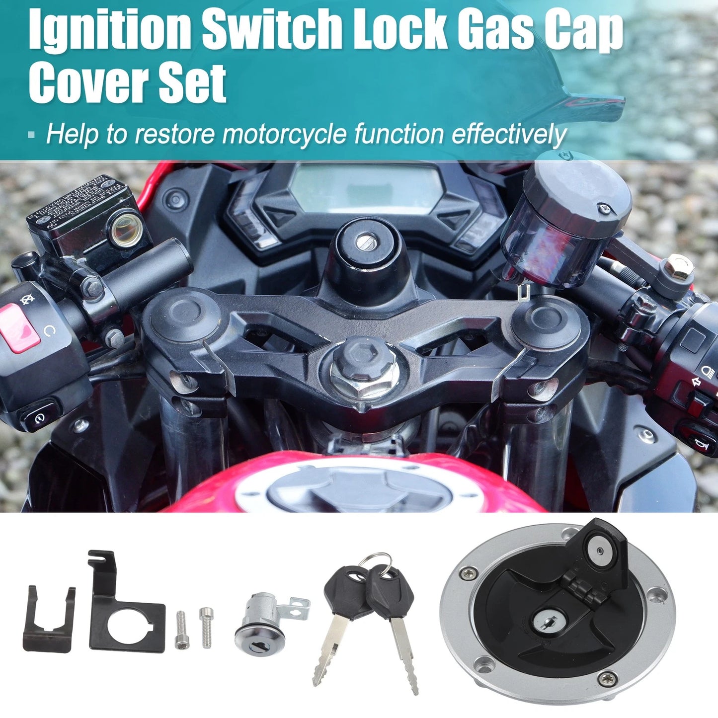 3 x Ignition Switch Gas Fuel Tank Cap Seat Lock for Kawasaki Z1000SX Ninja 1000