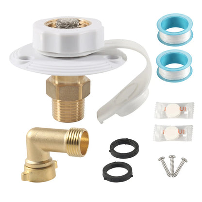 Brass Water Fill Inlet Flange with Check Valve for RV Camper