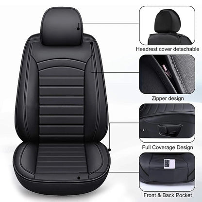 Black PU Leather Front Seat Cover for Chevy Silverado GMC Sierra (2014-2023)