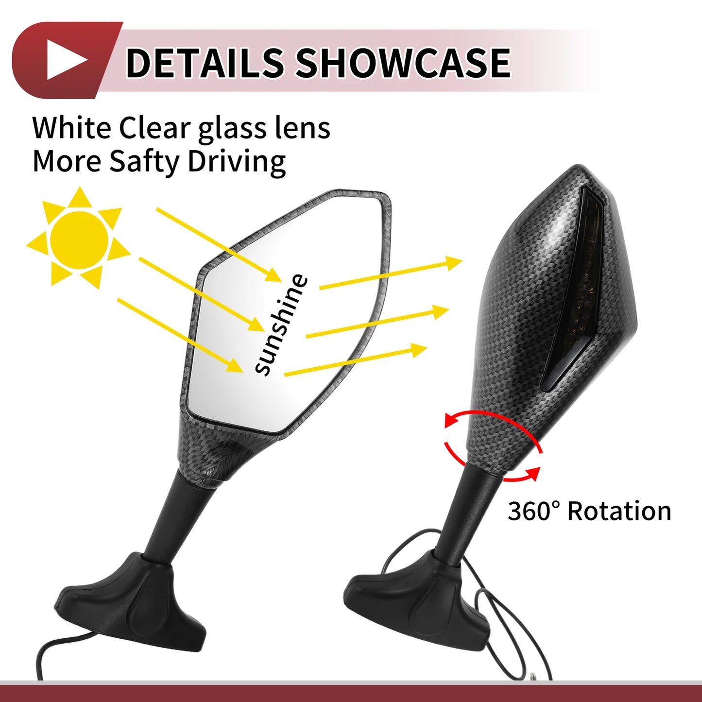 Set of Motorcycle Rear View Mirrors for Suzuki GSX-R600 GSX-R750 (03-17)