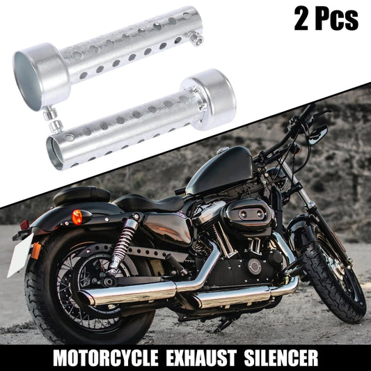 2 x 42mm Motorcycle Exhaust Silencer Exhaust Insert Muffler Pipe Silver Tone