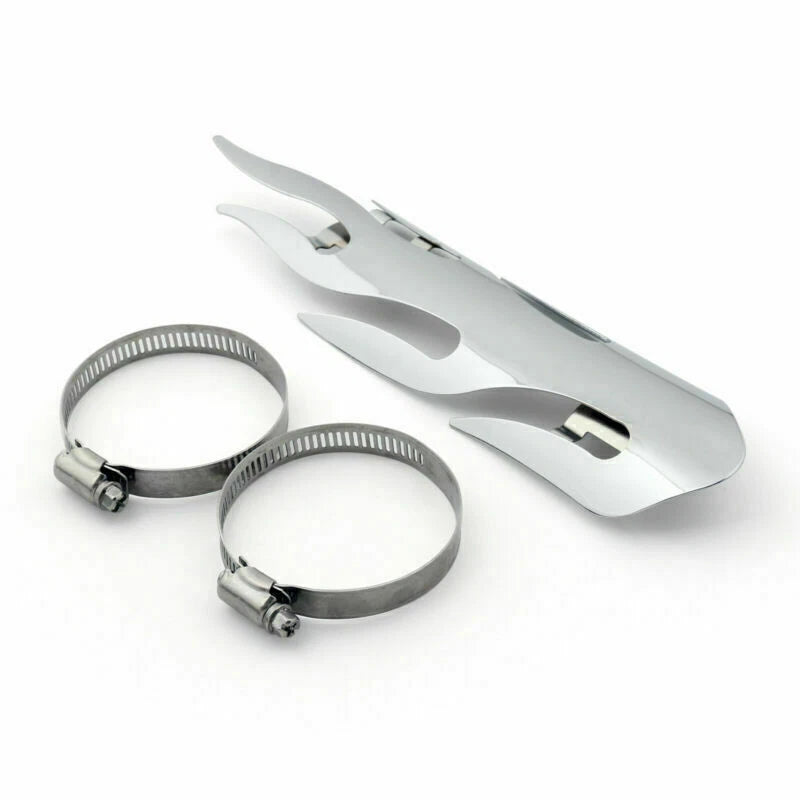 9.75" Chrome Flame Guard Exhaust Pipe Heat Shield Cover for Motorcycle