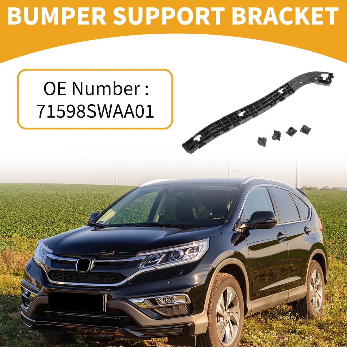 RH Rear Bumper Support Bracket for Honda CR-V (2007-2011) 1 Pc Black ABS