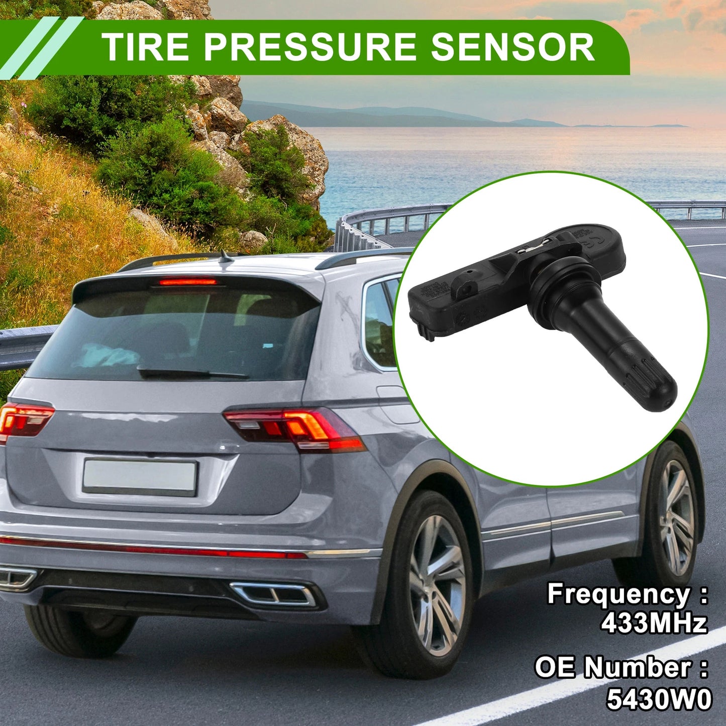 Tire Pressure Sensor 1 x for Peugeot 3008 (2011-2014) TPMS 433MHz