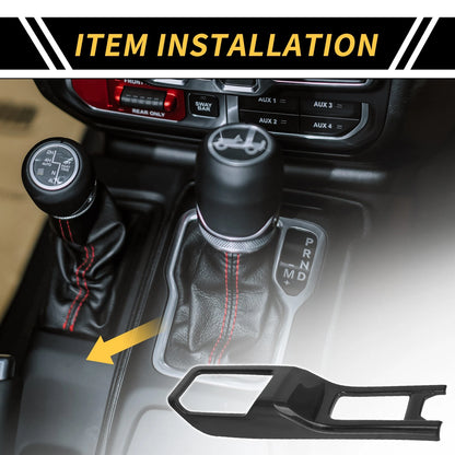 4WD Gear Shift Panel Cover for Jeep Wrangler JL JLU (2018-2024) Black Trim