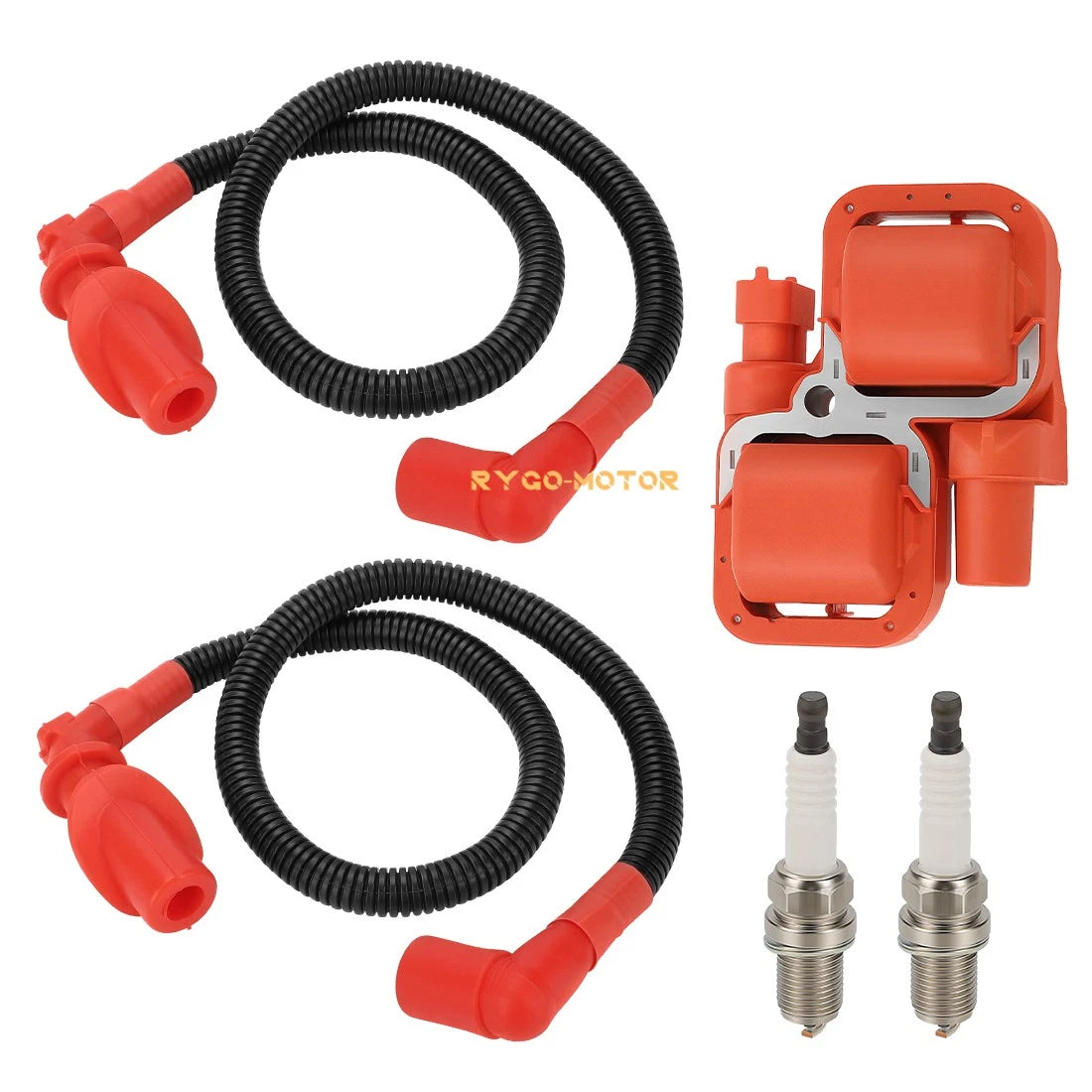 2 x Ignition Coils & Spark Plugs with Wire Cap for Polaris Ranger 800