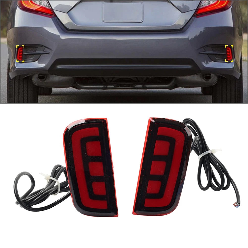 Rear Bumper Reflector Tail Brake Marker Lights for Honda Civic (2016-2021)