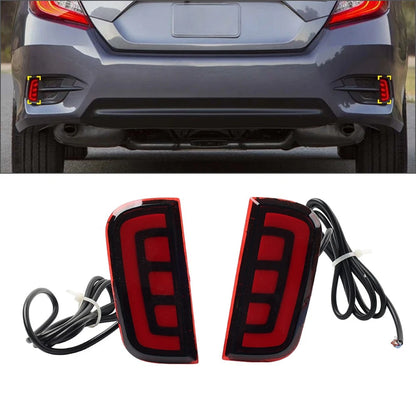 Rear Bumper Reflector Tail Brake Marker Lights for Honda Civic (2016-2021)