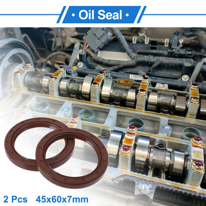 Oil Seal 45x60x7mm Brown FKM Rotary Shaft Seal 2 pcs for MakeModel