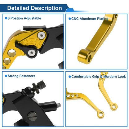 Adjustable Short Brake Clutch Levers for Honda Gold Tone