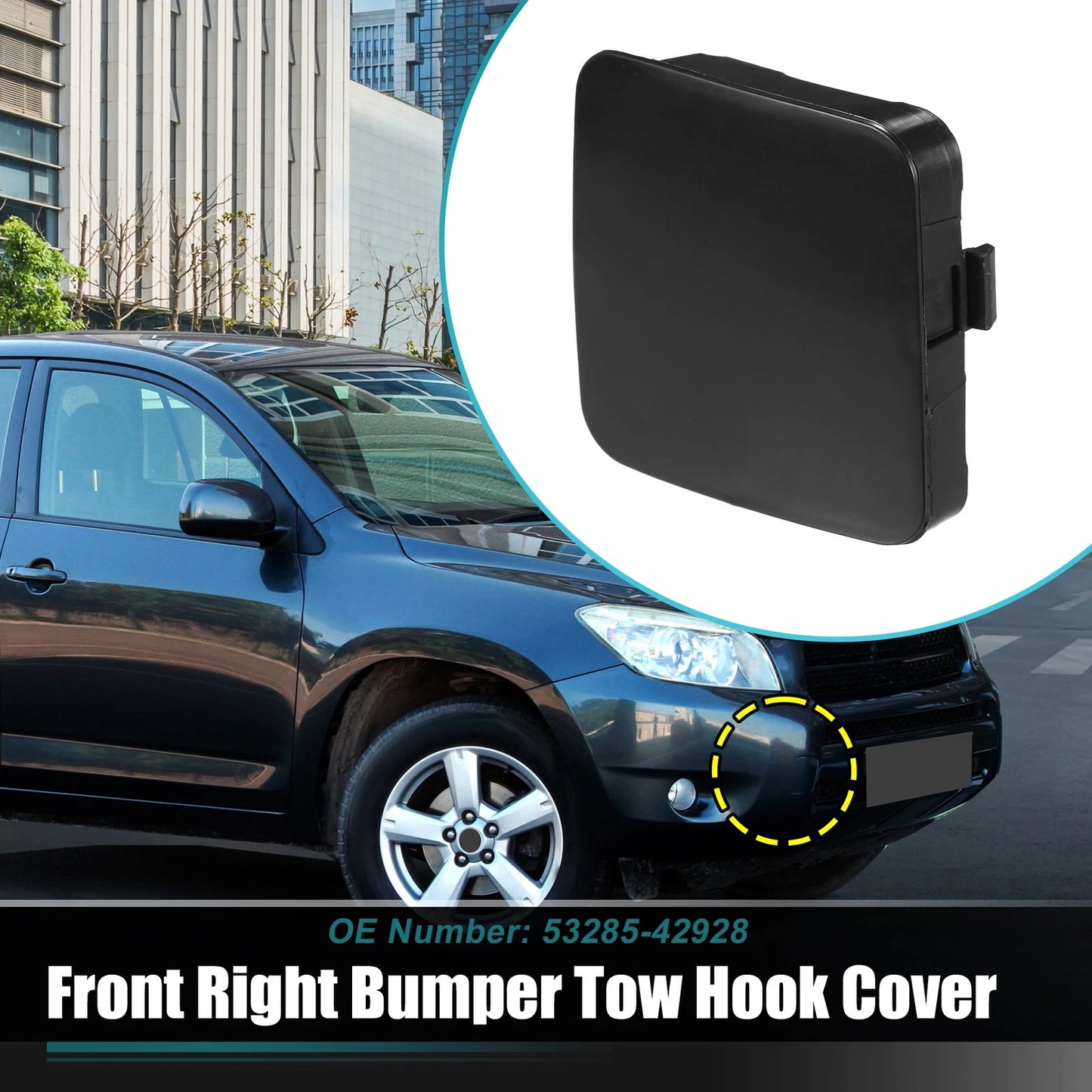 Unpainted Front Right Bumper Tow Hook Cap for Toyota (2010-2023)