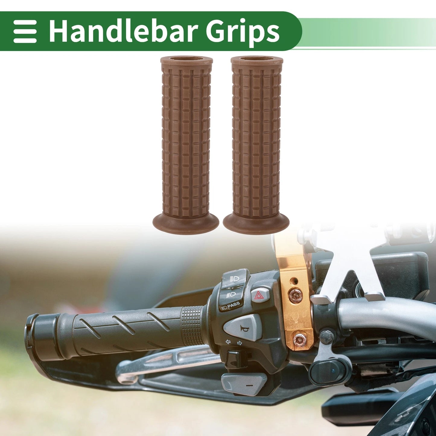 25mm Hand Grips Cover Handlebar End Grips TPU Light Brown for Motorcycle