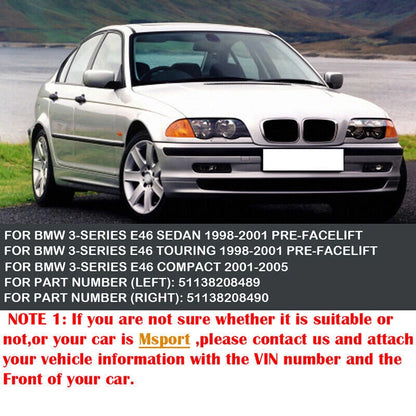 Matte Black Kidney Grille for BMW E46 320i 323i 325i 328i 330i (1998-2001)