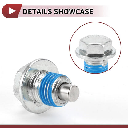 Oil Drain Plug Set for Nissan Infiniti (1102601M02) Blue Silver Tone