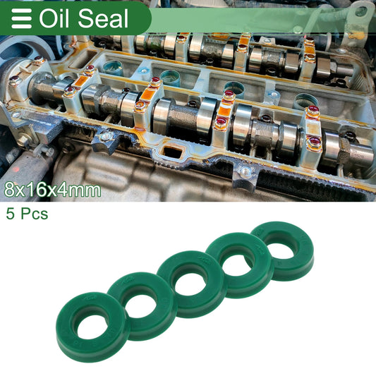 Oil Seal 5 Pcs Seal Ring Rotary Shaft Seal TPU 8x16x4mm High Pressure Green