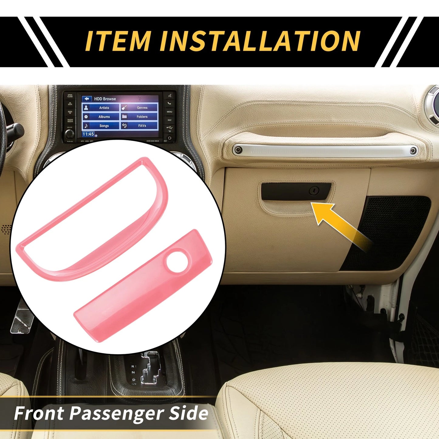 Glove Box Handle Switch Cover for Jeep Wrangler JK (2007-2017) Pink