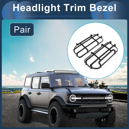 Headlight Trim Bezels for Ford Bronco (Fits 2021-2023) - 2 x Black
