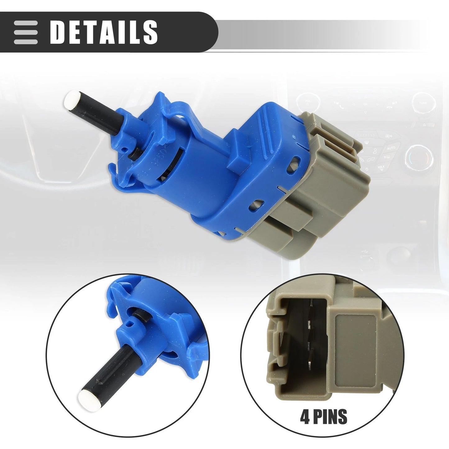 Brake Stop Light Switch for Ford Expedition (2003-2017) - ABS, Blue, Gray, Black