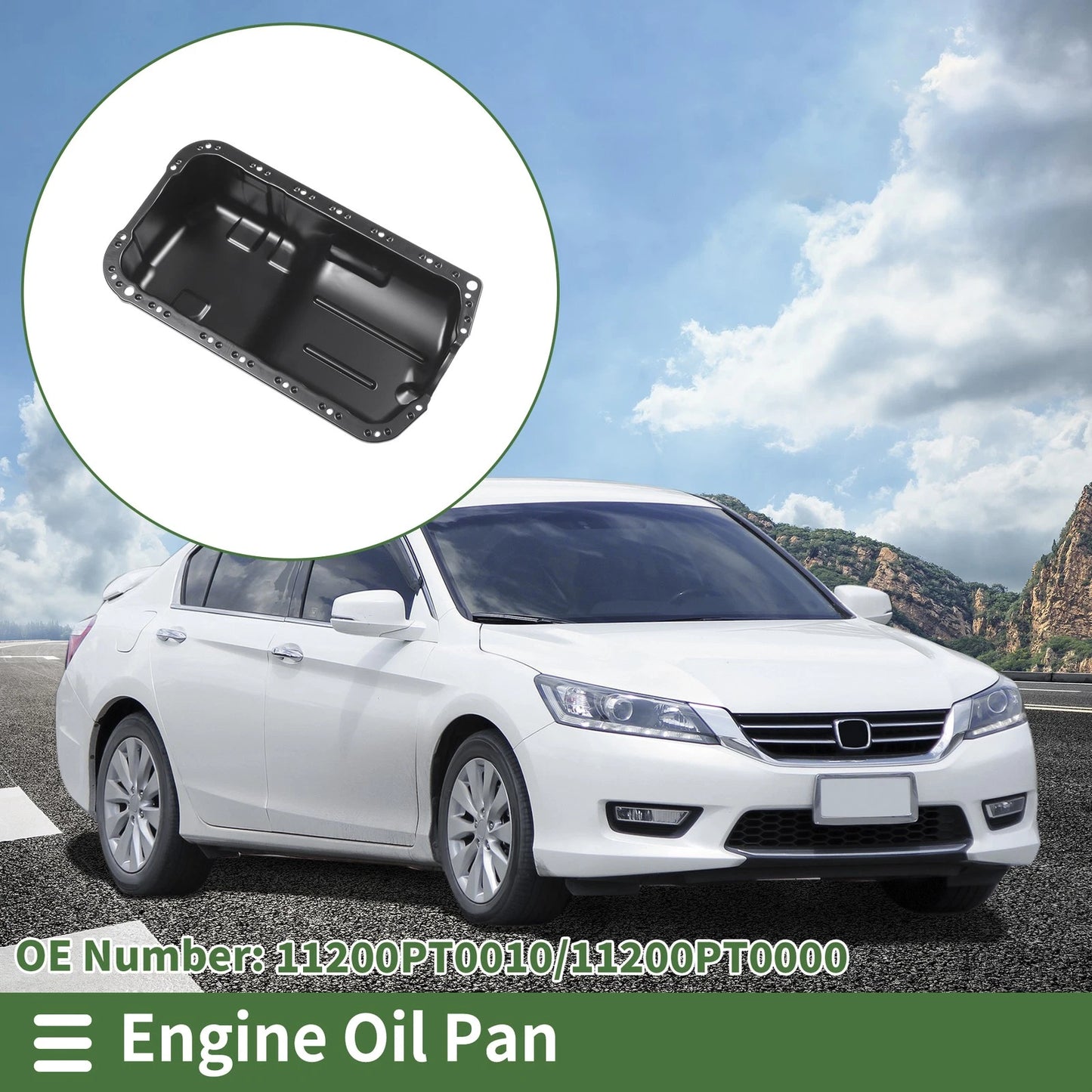 Engine Oil Pan for Honda Accord (1990-1997) - 1 x No.11200PT0010, Iron Black