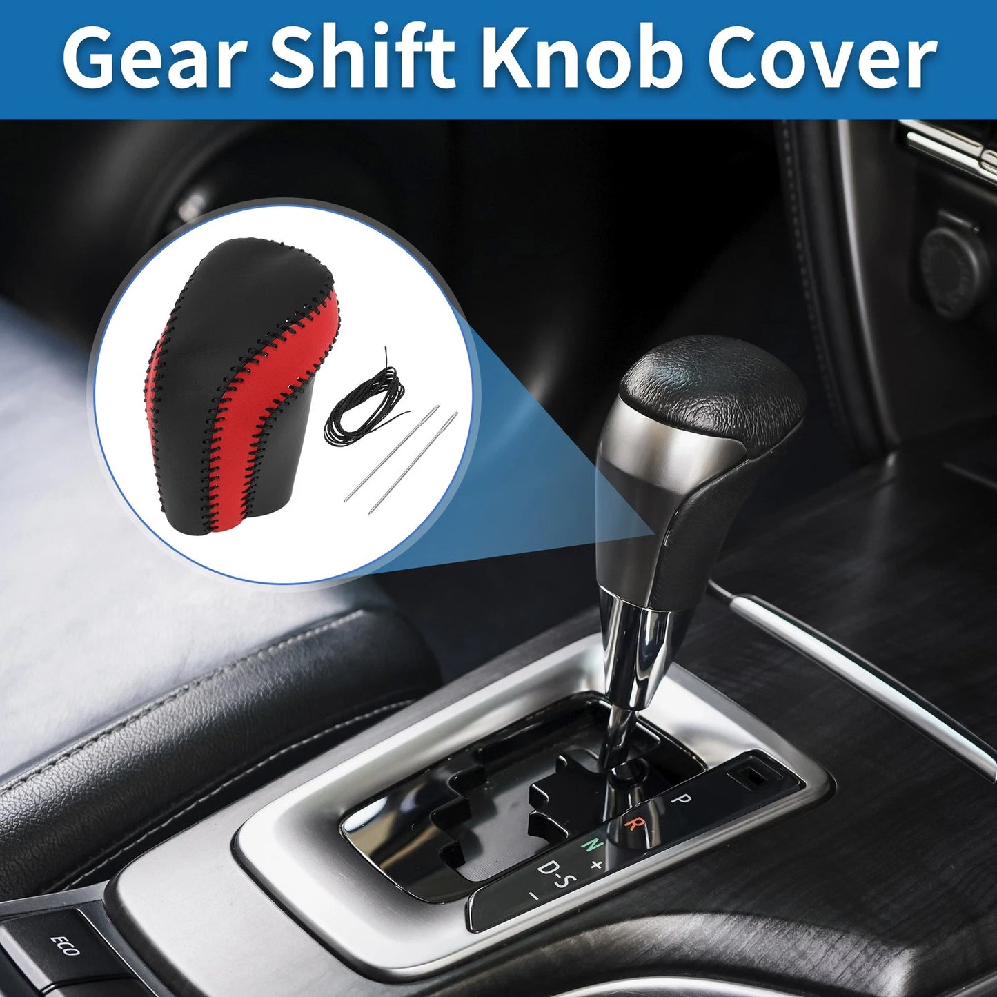 Gear Shift Knob Cover Black Red for Toyota Camry (2018-2024)