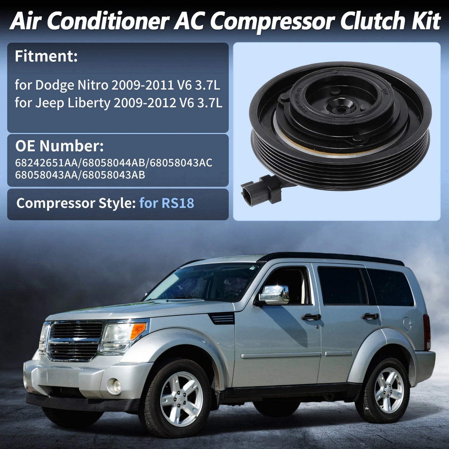 AC Compressor Clutch Kit for Dodge Nitro 2009-2011 Jeep Liberty (2009-2011)