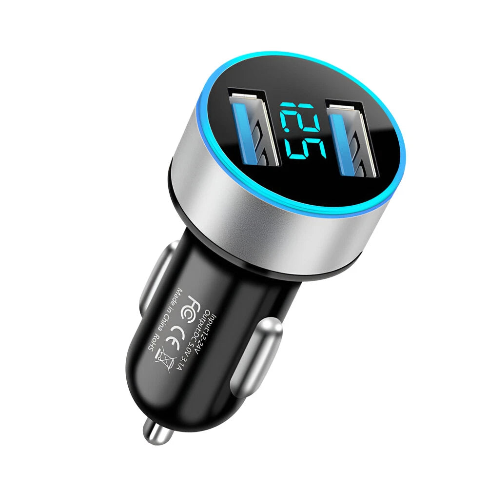 Dual Ports yC3.0 USB Car Charger Lighter Socket DC 12-24V Auto