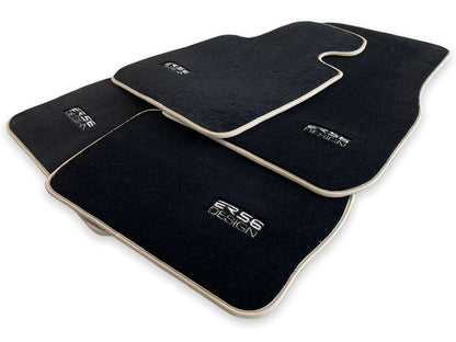 Premium Floor Mats for BMW M4 Series F83 (2014-2020) - Black Beige Rounds