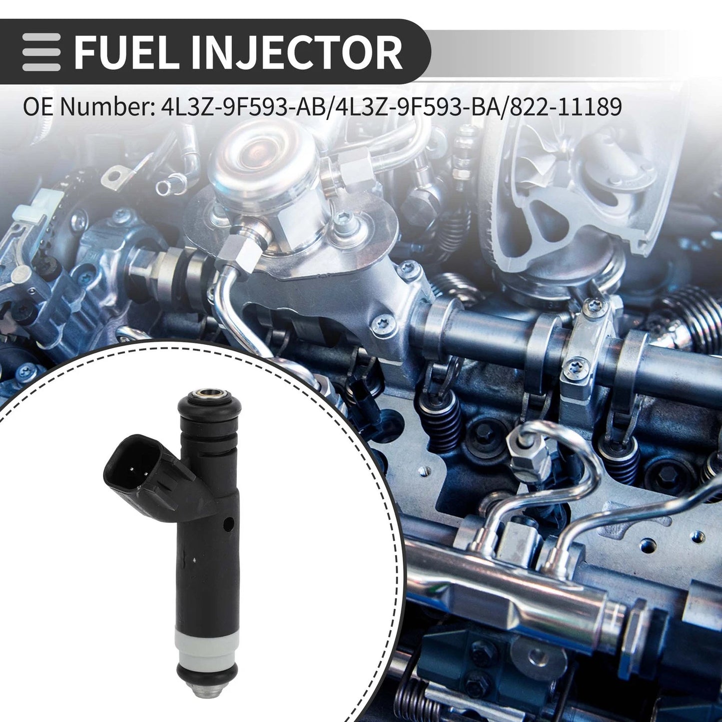 Fuel Injector for Ford F-150 2004-2008 4.6L Black 1 Pc