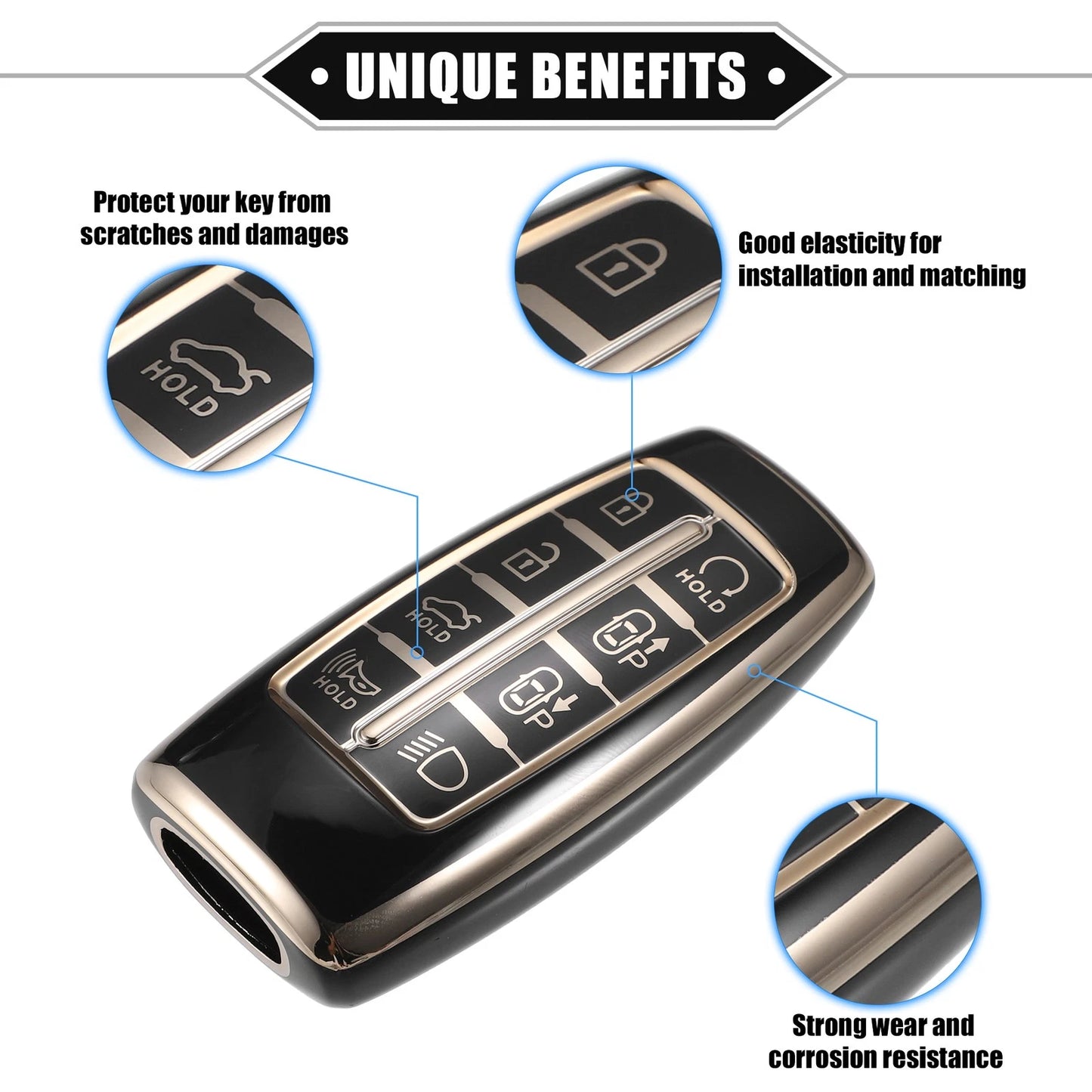TPU Key Fob Cover Case for Hyundai Smart Remote - Black (No specific years)