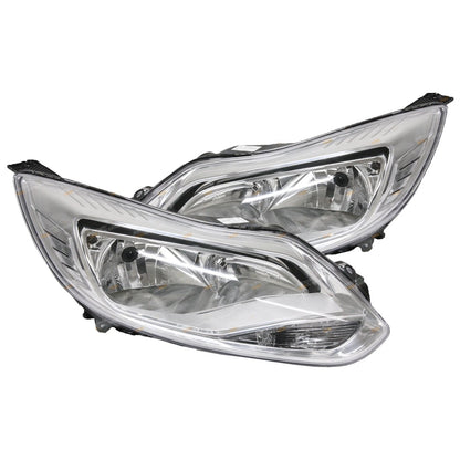 LH+RH Chrome Non-Xenon Headlights Pair for Ford Focus LW Hatch/Sedan