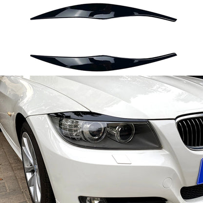 2 x Headlight Eyelid Covers for BMW 3 Series E90 E91 (2006-2012) Gloss Black