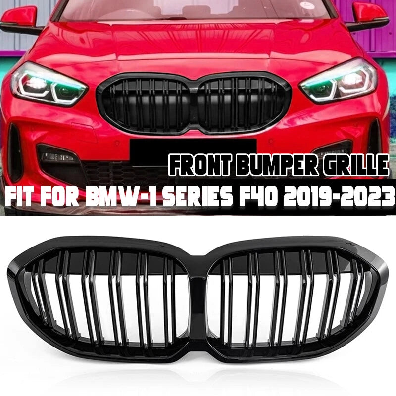 Front Bumper Hood Kidney Grille for BMW F40 1 Series (2019-2023) Glossy Black