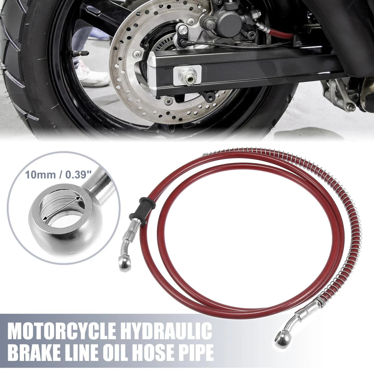 Brake Line / 10mm / Hydraulic Hose, Stainless Steel Red for Motorcycle