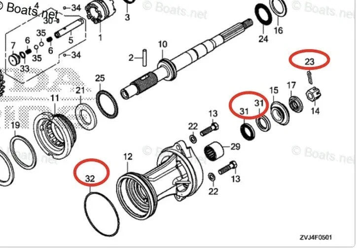 Lower Unit Gearcase Seal Kit for Honda BF200D/BF250D