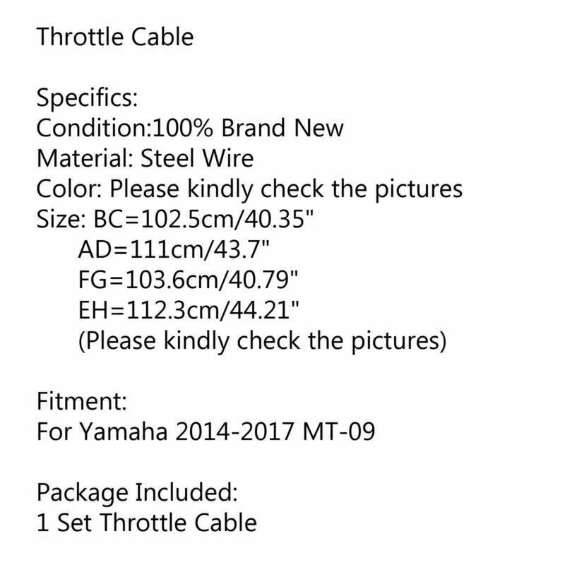 Throttle Cable Set for Yamaha MT-09 (2014-2017)