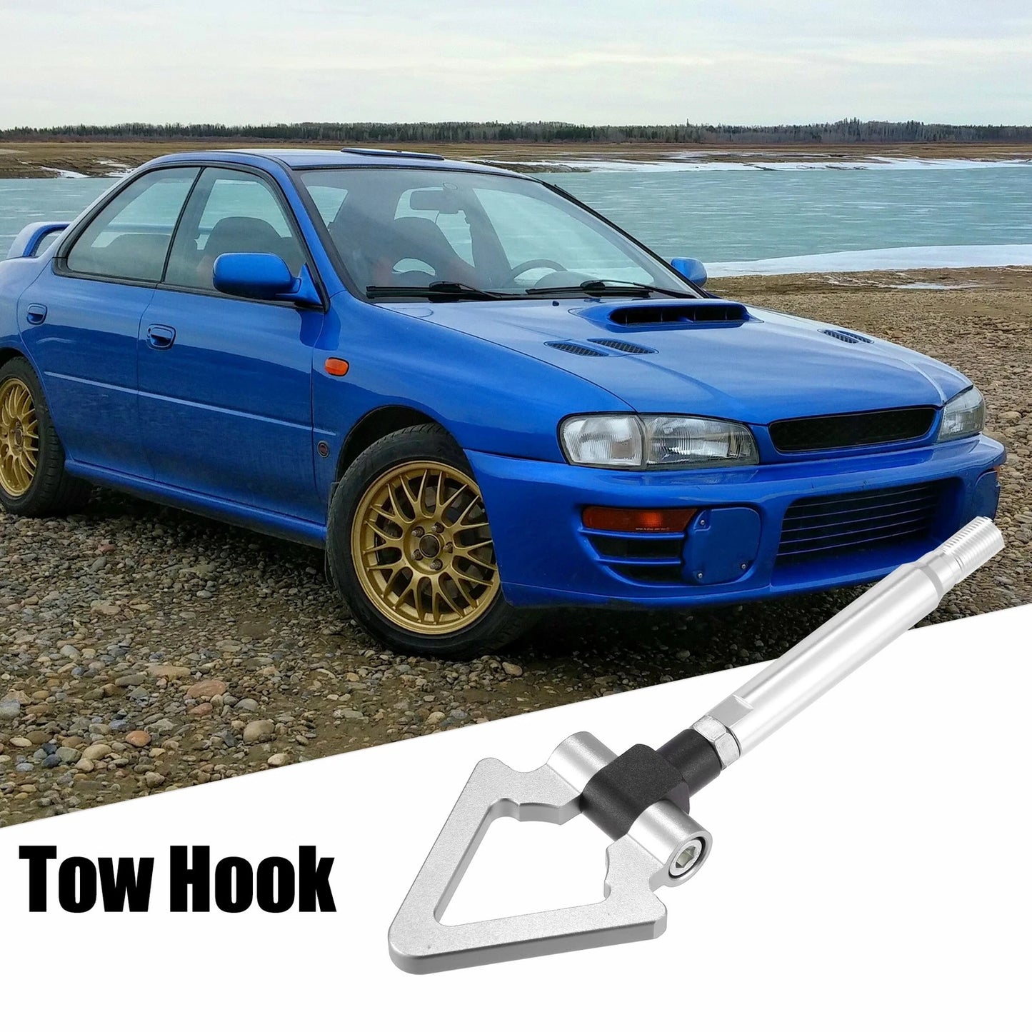 Silver Tone Front Bumper Trailer Ring Towing Hook Triangle Shape for Subaru