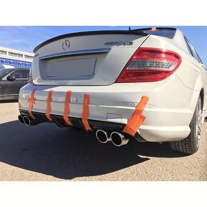 Rear Bumper Diffuser for Mercedes W204 C63 AMG Gloss Black (2007-2011)