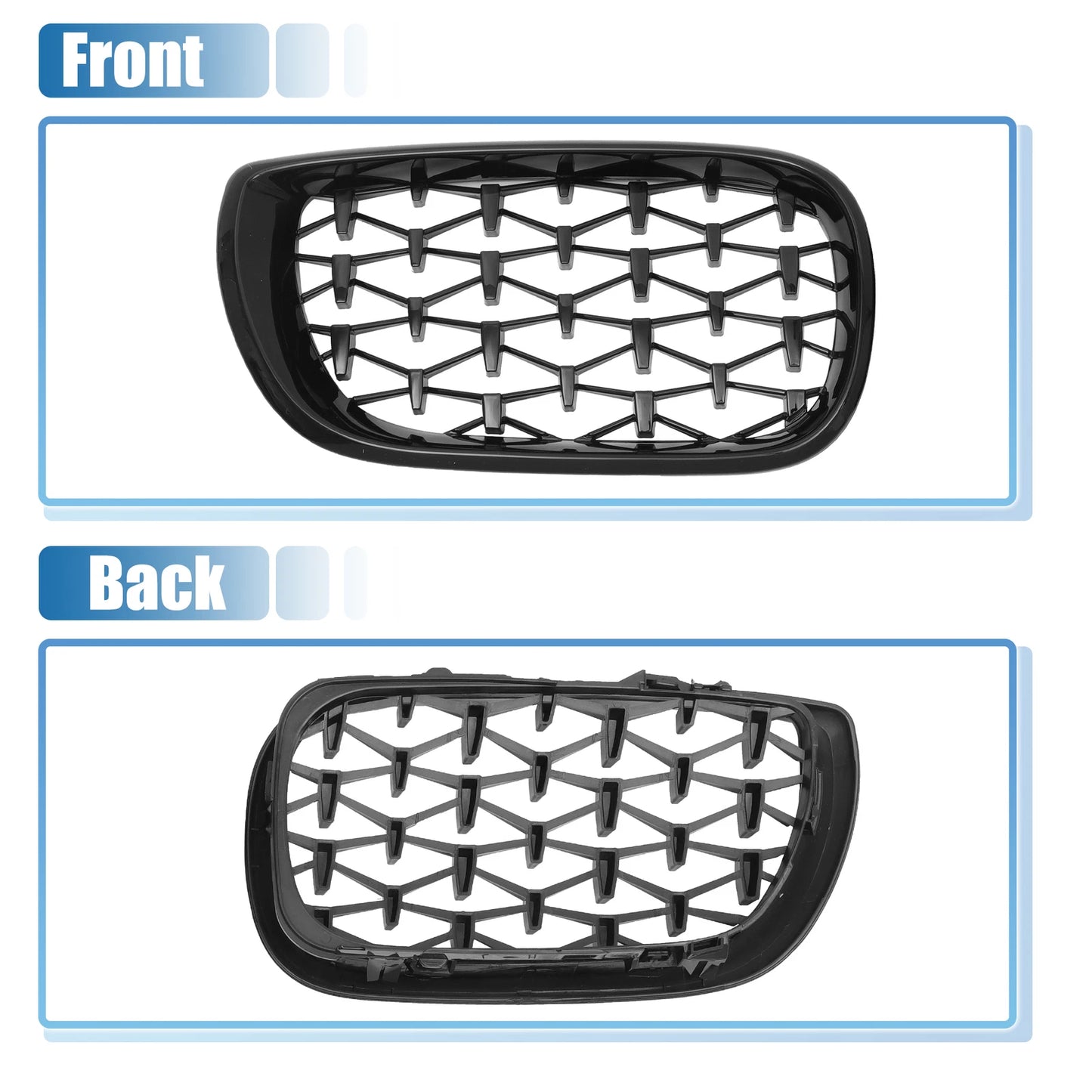 Front Hood Bumper Grille for BMW 3 Series (2002-2005) - Gloss Black Finish