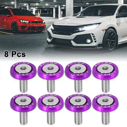 8pcs Purple M6 Quick Release Fastener Bumper Mudguard Washer Bolt for Car/Motorcycle