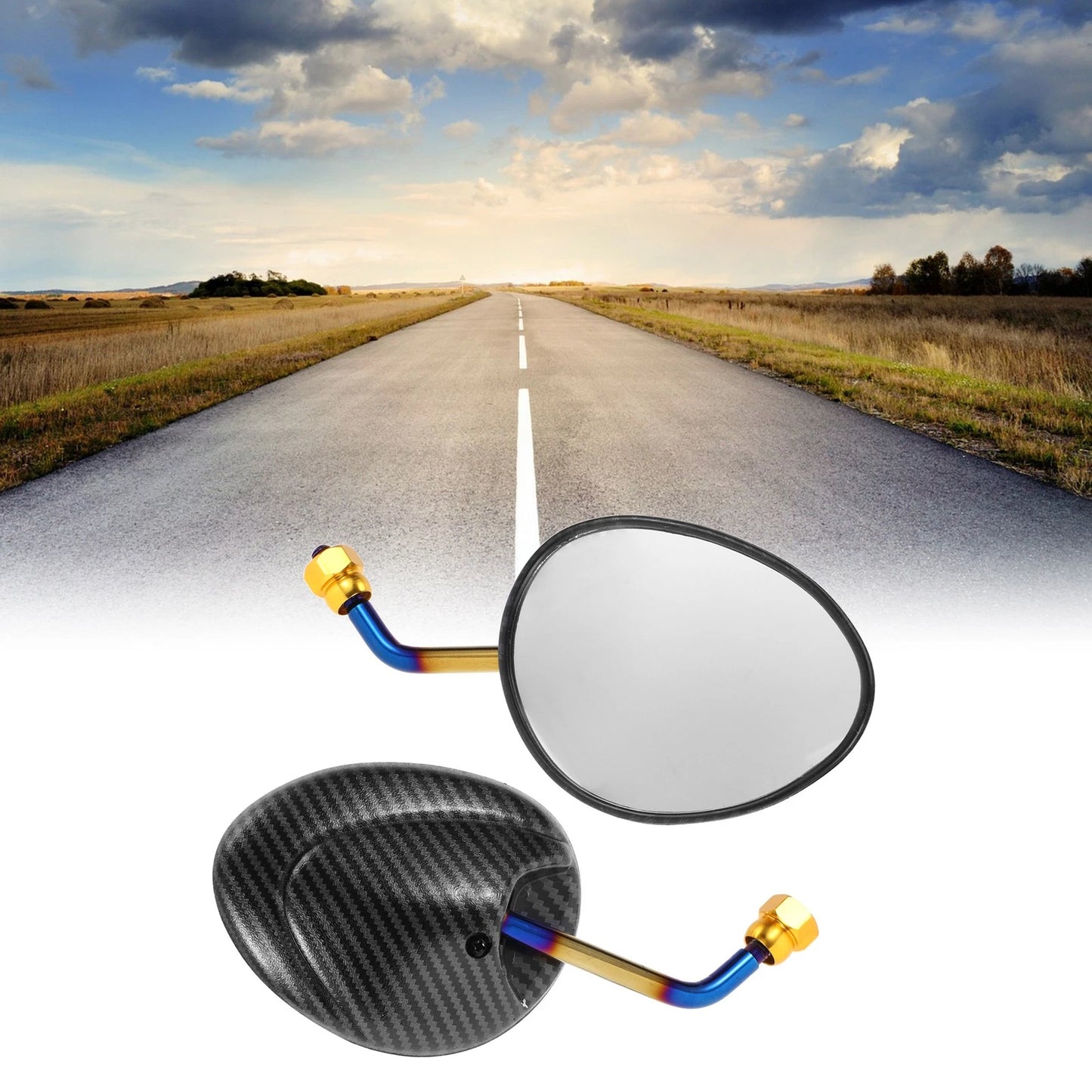 2 x Rear View Mirrors Handlebar Mirror Carbon Fiber Pattern for M8