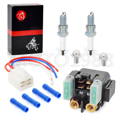 2 x Starter Solenoid Relay Spark Plug for Yamaha V-Star 1100 (2004–2009)