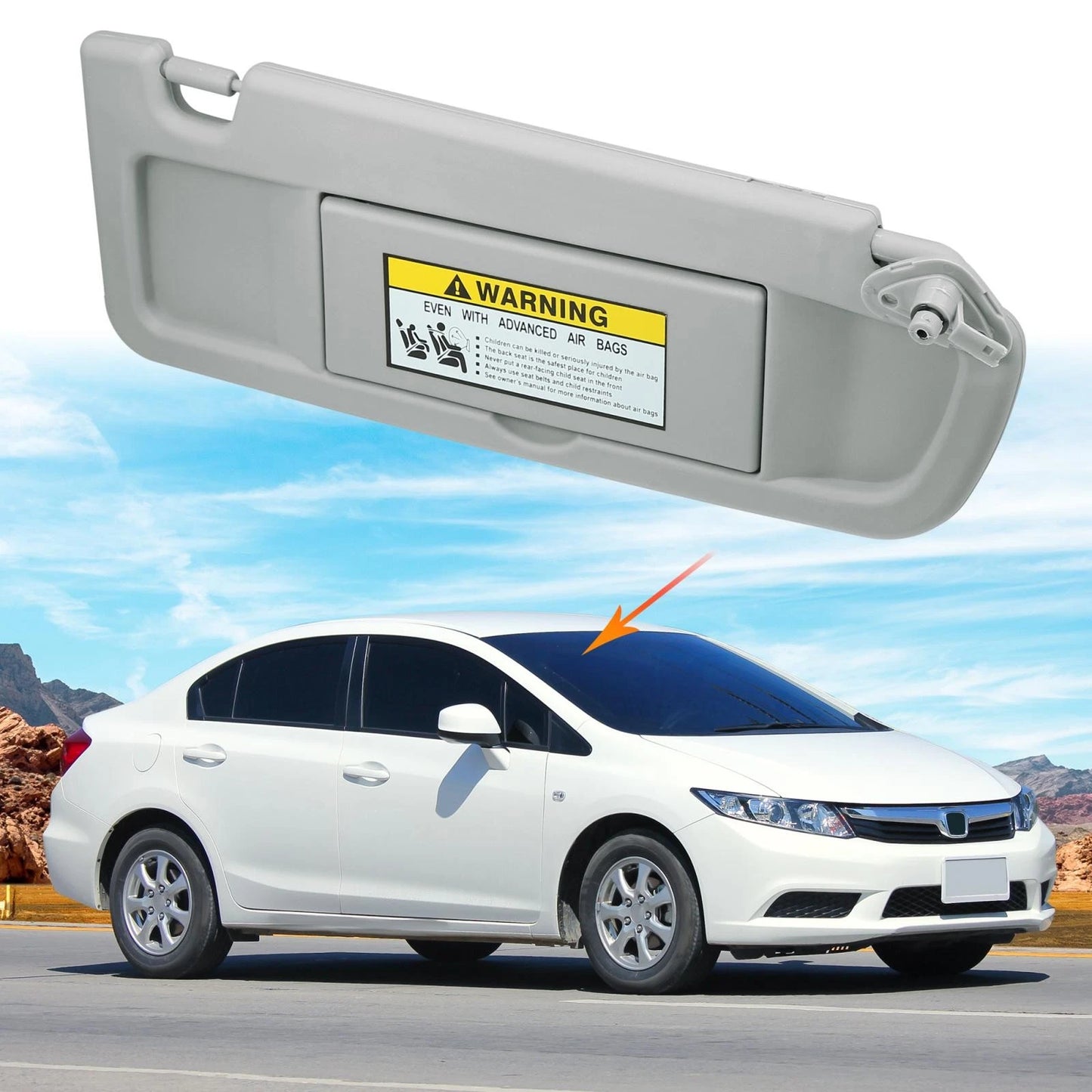 Sun Visors for Honda Civic (2006-2011) Light Gray